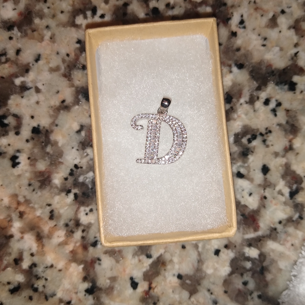 .925 Sterling Silver Diamond D